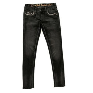 Rock Revival Clair Jeans 26 Easy Skinny Black Studded Embroidered Beaded EUC